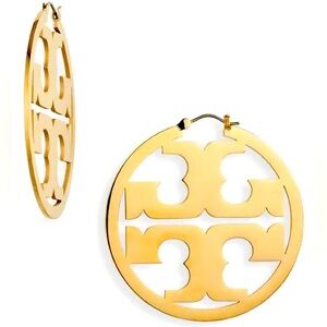 Tory Burch Large Miller Logo Hoop Earrings